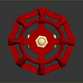 Red Valve With Red Spoked Wheel And Brass Body For Pipeline Control