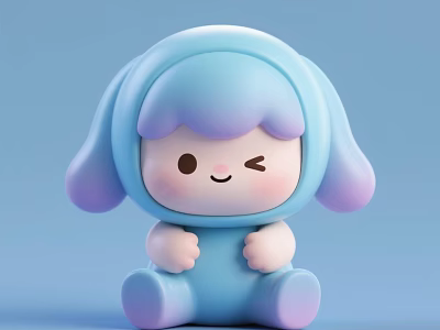 Cute Cartoon Style Gradient Blue Purple Decorative Figurine Ornament Set for Home Decoration 3d model