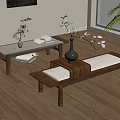 Middle Ancient Style Bed End Stool Book Vase Flower Art 3d model