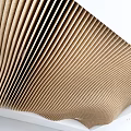 Modern Interior Ceiling Design Featuring Wavy Light Brown Wooden Slats 3d model