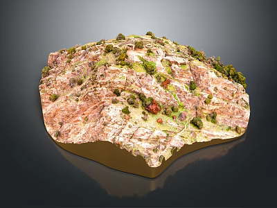 Natural Scenic Rocky Terrain With Lush Green Vegetation And Earthy Colors 3d model