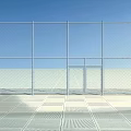 Large Outdoor Metal Chain Link Fence For Sports Area With Grid Floor And Blue Sky