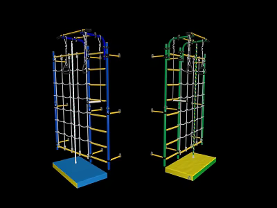 Blue And Yellow Base Outdoor Sports Climbing Frames With Ladder Structure 3d model
