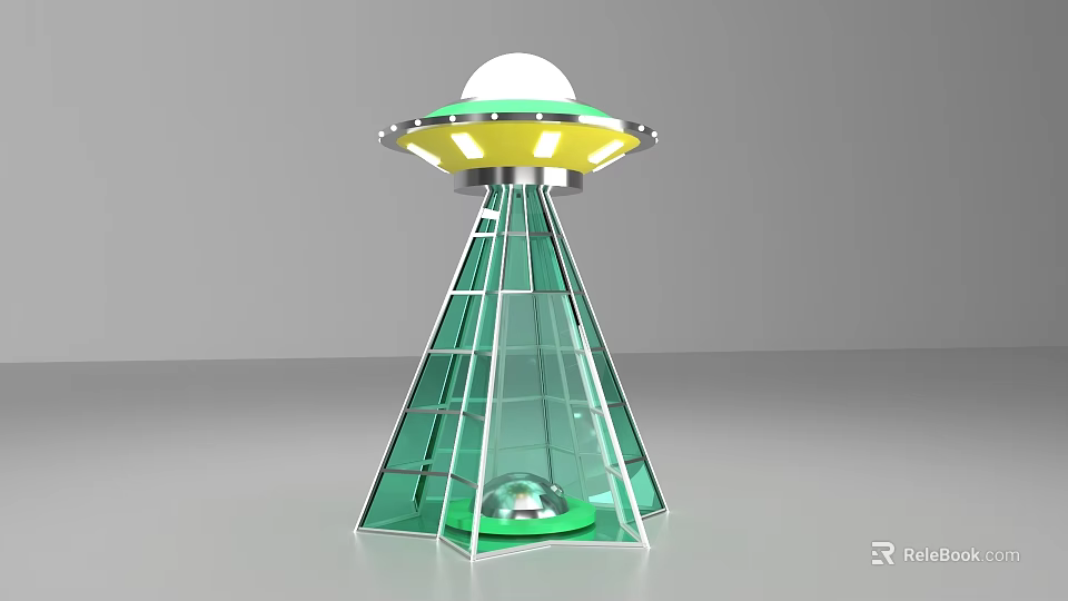 Modern Commercial Equipment With Transparent Cone Structure Green Base And White Sphere Top 3d model 