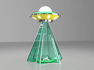 Modern Commercial Equipment With Transparent Cone Structure Green Base And White Sphere Top 3d model