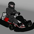 Two Racers Driving Go Karts With Helmets On Racing Track Surface