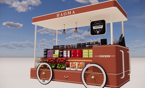 Dessert Fruit Shop Mobile Dining Car 3d model