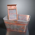 Rustic Metal Washbasin Featuring Vintage Washboard with Distressed Finish and Classic Design