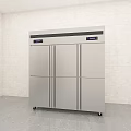 Stainless Steel Commercial Refrigerators Freezers in Clean Bright Modern Kitchen Space