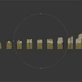 Architectural Scene Components With Stone Blocks Of Various Sizes For City Model