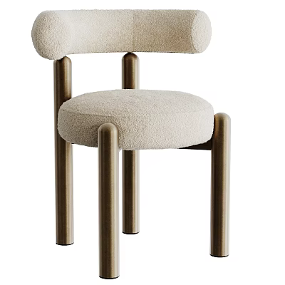 Modern Beige Padded Dining Chair With Metal Legs And Comfortable Design 3d model