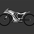 Futuristic Black And White Motorcycle With Sleek Design Large Tires And Transparent Windscreen