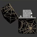 Stylish Metallic Lighter With Golden Spider Web Pattern And Open Case Design