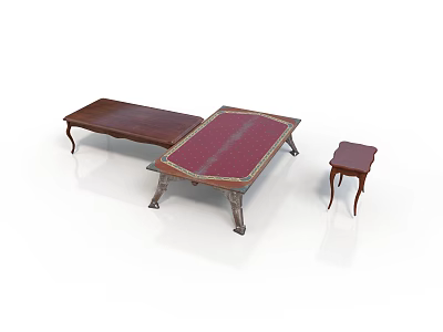 Classic Wooden Furniture Set Including Coffee Table And Side Tables for Living Room Decor 3d model