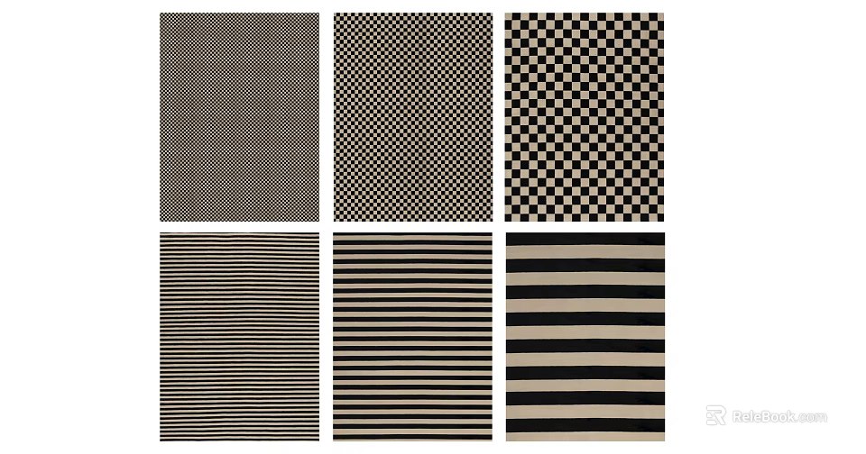 Modern Square Rugs With Geometric Patterns Stripes And Checks Neutral Color Tones For Home Decor 3d model 