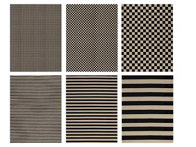 Modern Square Rugs With Geometric Patterns Stripes And Checks Neutral Color Tones For Home Decor 3d model