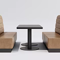 Brown Leather Public Booth Chairs With Square Table In Restaurant Setting 3d model