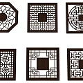 Chinese-style hollow-out lattice square carved solid wood window flower hollow partition screen lattice window 3d model