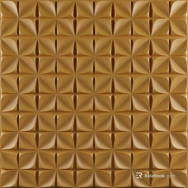 Golden Geometric Textured Wall Design With 3D Patterned Panels And Elegant Finish 3d model