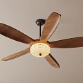 Natural Wooden Blade Ceiling Fan Light With Elegant Light Shade Design