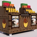 Wooden Commercial Product Display Stand With Yellow Eggs Colorful Boxes And Art Panels