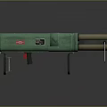Green Multiple Barrel Weapon With Stand Red Button And Black Components 3d model