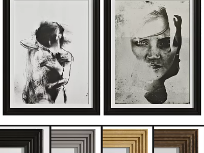 Abstract Paintings With Various Frame Color Options 3d model