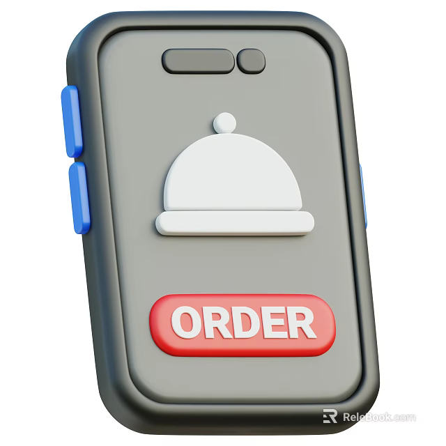 Smart Machine With Order Button And Food Platter Icon For Self Service 3d model