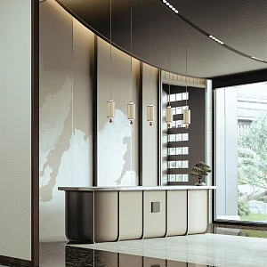 Modern Front Desk Sales Office Reception Front Desk 3d model