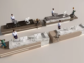 Hyundai Company Reception Area Bar Reception Desk Service Desk Combination 3d model