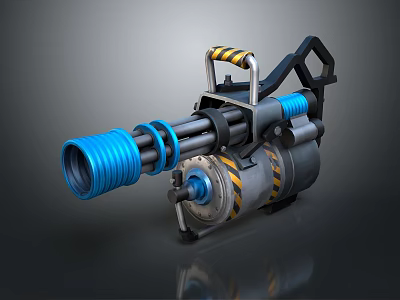 Futuristic Gatling Style Weapon Featuring Multiple Spiral Barrels And Metallic Structure 3d model