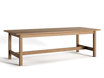 Simple Solid Oak Dining Table With Minimalist Design And Clean Lines Structure 3d model