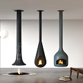 Modern Hanging Fireplaces With Different Shapes And Flames In Indoor Space