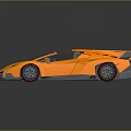 Orange Convertible Sports Car With Sleek Design Blue Seats And Rear Spoiler