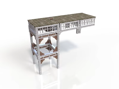 Detailed Architectural Structure Model With Wooden Roof Railings And Support Frames 3d model