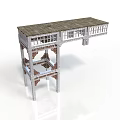 Detailed Architectural Structure Model With Wooden Roof Railings And Support Frames