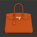 Vibrant Orange Leather Handbag With Top Handle Gold Metal Clasp And Structured Design