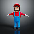Super Mario Video Game Character With Red Hat Blue Overalls And Black Mustache