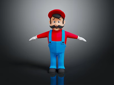 Super Mario Video Game Character With Red Hat Blue Overalls And Black Mustache 3d model
