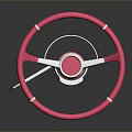 Classic Pink Car Steering Wheel With Silver Accents Automotive Component