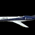 ERJ 135 Airplane With White And Dark Blue Fuselage Windows Wings And Tail