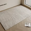 Square Rug With Wavy Line Pattern In Light Beige For Modern Living Room 3d model