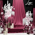 773KB Black Rose Red Contrast Cloth Mantle Wedding Photo Area Wedding 3d model