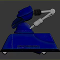Blue Robot Character With Mechanical Arm And Stable Base Structure