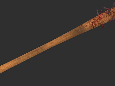 Wooden Spiked Melee Weapon With Bloodstained Surface For Combat Use 3d model