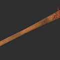 Wooden Spiked Melee Weapon With Bloodstained Surface For Combat Use