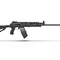Black Modern Rifle with Long Barrel Magazine and Tactical Stock Design