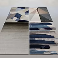 Square Rugs Featuring Modern Abstract Patterns Blue Gray White Tones for Home Decor 3d model