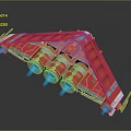 Futuristic Red And Gray Spacecraft With Blue Thrusters For Cosmic Exploration