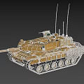 Military Desert Camouflage Tank With Main Gun Tracks And Antenna Turret